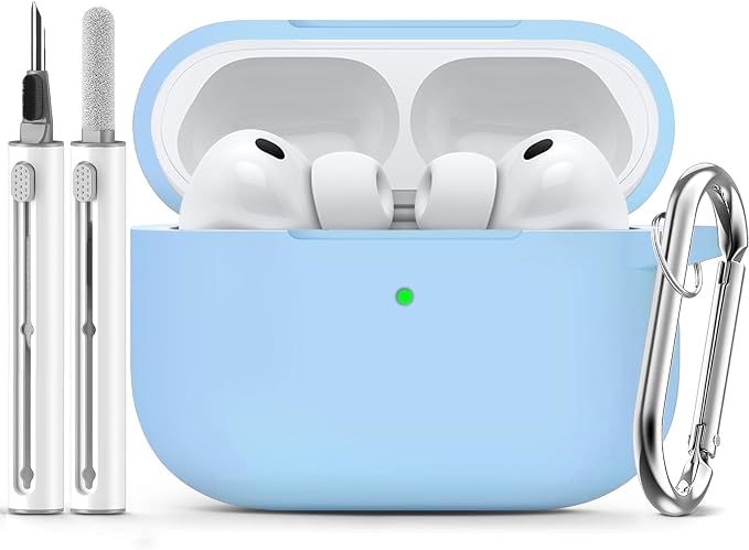Ljusmicker for AirPods Pro 3 Case 2025 with Cleaner Kit,Sky Blue | Soft Silicone Protective Cover for Apple AirPod Pro 3rd Generation Case with Keychain for Women Men,Shockproof