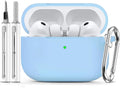 Ljusmicker for AirPods Pro 3 Case 2025 with Cleaner Kit,Sky Blue | Soft Silicone Protective Cover for Apple AirPod Pro 3rd Generation Case with Keychain for Women Men,Shockproof