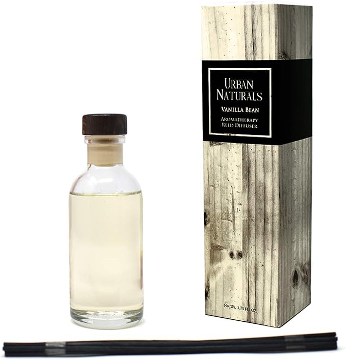 Reed Diffuser Set, Vanilla Bean - Bathroom Shelf Décor | Scented Oil, Vanilla Cream, Amber & Sweet Tonka Bean, Made in the USA