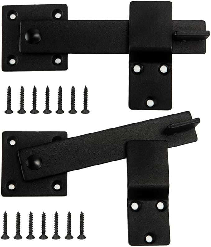 2 Pack Flip Gate Latch Lock 6'' Adjustable Barn Door Lock Hardware Safety Rustic Gate Lock for Ourdoor Wooden Fence, Cabinet, Shed, Sliding Doors
