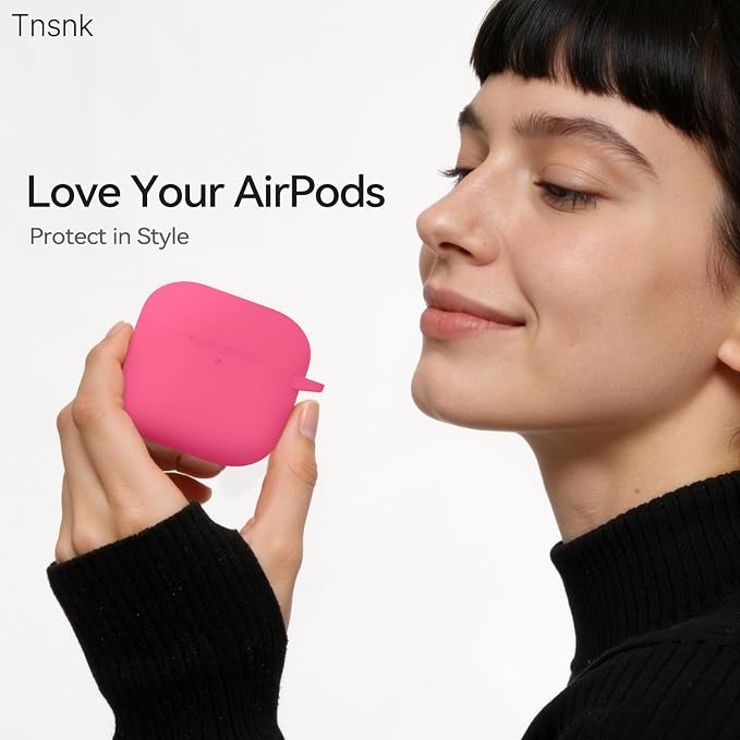 for AirPods 4 Case with Magnetic Cover, TNSNK Silicone AirPod 4 Case Cover Compatible with Apple Airpods 4th Gen 2024, Shockproof Protective Cases for Women Girly with Cleaner Kit and Keychain