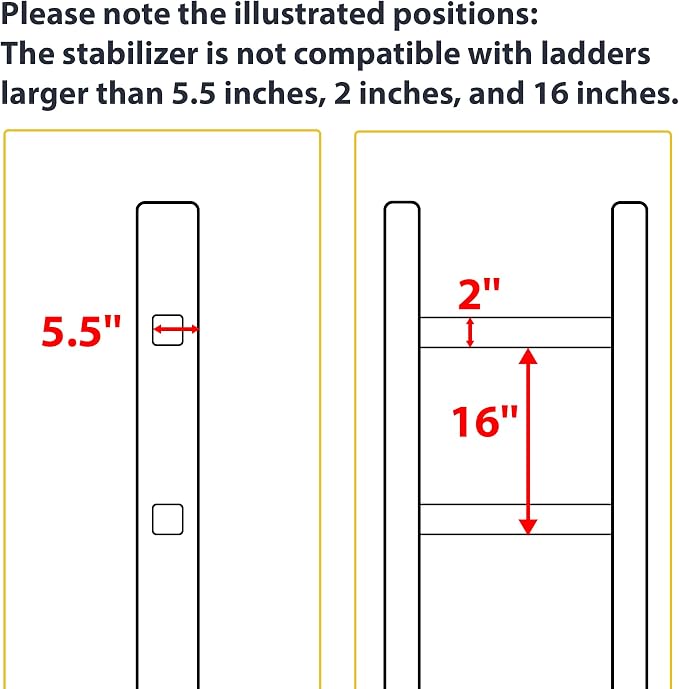 Ladder Stabilizer, Extension Ladder Stabilizer for Roof, Adjustable Ladder Standoff Attachment for Gutters, Windows, Heavy-Duty Steel Ladder Stabilizers Support