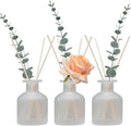 HOSSIAN 150ml/50oz 3PCS Reed Diffuser Bottles,Fragrance Diffuser Empty Bottle with 28pcs Reed Sticks for Home Fragrance Accessories and Women Gift Room,Home,Bathroom Decor(Frosted Glass)