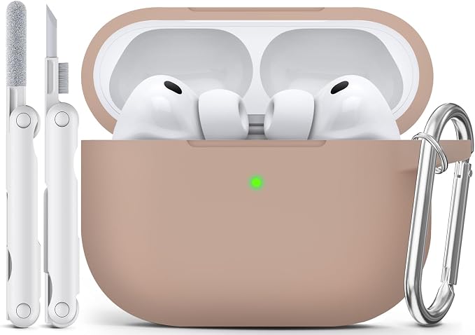 for AirPods Pro 3 Case 2025,Come with Cleaner Kit,Brown | Silicone Protective Cover for Airpod Pro 3rd Generation Case with Keychain,for Women Men,One-Piece Design,Shockproof