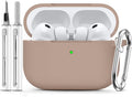 Ljusmicker for AirPods Pro 3 Case 2025 with Cleaner Kit,Brown | Soft Silicone Protective Cover for Apple AirPod Pro 3rd Generation Case with Keychain for Women Men,Shockproof