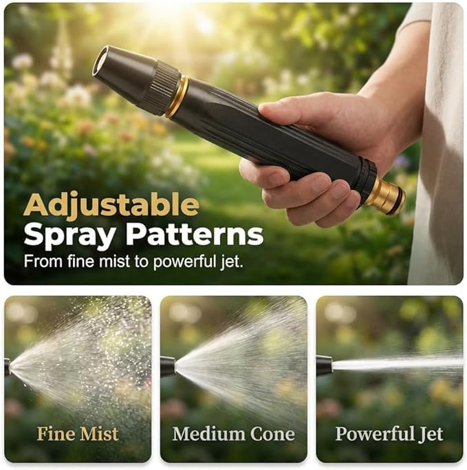 2026 New Jet Nozzle Power Washer for Garden Hose, Garden Hose Nozzle High Pressure Powerful Cleaning Spray Evenly, High Pressure Hose Nozzle for Car Washing (Black suit)
