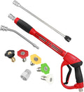 Upgraded Pressure Washer Gun with Extension Replacement Wand, M22 Fitting,7 Inch 30 Degree Curved Rod, 5 Nozzle Tips, 5000 PSI, 47 Inch