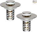 iFealClear 2 Pack Metal Bathroom Sink Stopper, Pop Up Sink Drain Strainer with Removable Stainless Steel Filter Basket, Universal for 1.1"-2.36" Sink, Brass Bounce Core, Hair Catcher, Brushed Nickel