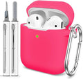 for AirPods 1/2 Case Cover,Come with Cleaner Kit,Soft Skin Silicone Case Cover with Keychain,Full Protective Case for Men and Women,Compatible with AirPods 2nd 1st Generation Case,Rose Pink
