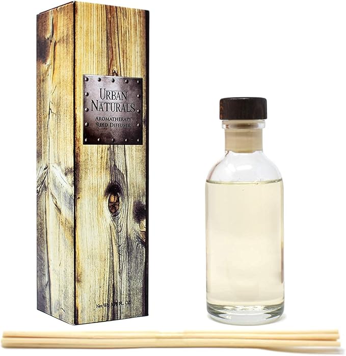 Reed Diffuser Set, Warm Vanilla Amber - Bathroom Shelf Décor | Creamy. Warm. Sultry. Notes of Sandalwood, Amber & Smoked Vanilla, Made with Essential Oils & Real Botanical Pieces