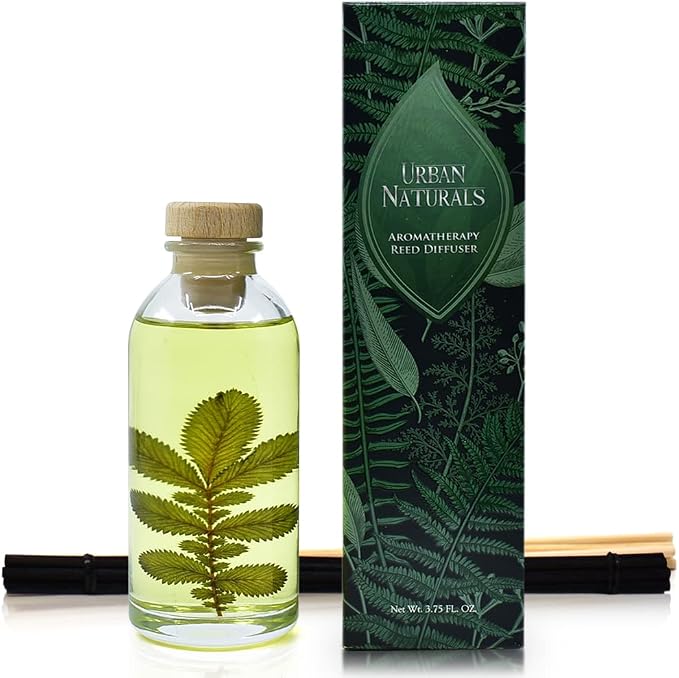 Reed Diffuser Set, Eucalyptus Sage - Bathroom Shelf Décor | Mint, Lime & Cedarwood Essential Oils, Soothing & Relaxing scent for Bathroom or Bedroom