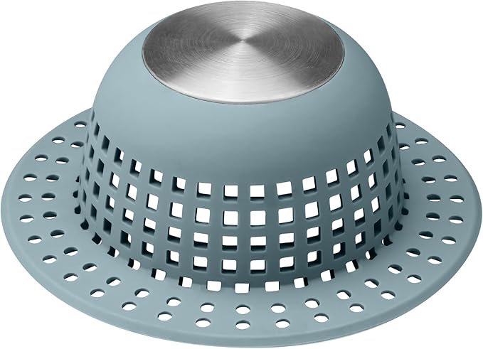 Aluvor Shower Drain Hair Catcher Bathtub Drain Cover Sink Drain Protector | Bathroom Sink & Bathtub Drain Strainer for Pop-Up & Regular Drains, Silver Greyish Blue