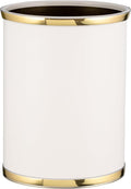 Kraftware 50274 Sophisticates W/Polished 14" Oval Waste Basket Wastebasket, White with Brass