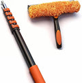 18FT Window Cleaning Kit, 2-in-1 Squeegee with 3-12FT Telescoping Pole & Flip-Lock & Screw Dual Locking, Professional Long Handle Washing Tool for High Windows