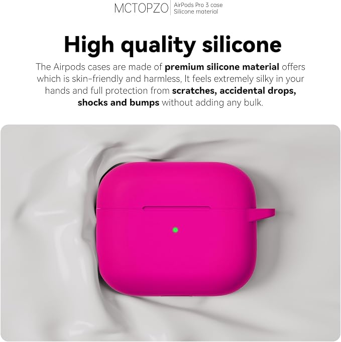 for AirPods Pro 3 Case 2025,Come with Cleaner Kit,Hot Pink | Silicone Protective Cover for Airpod Pro 3rd Generation Case with Keychain,for Women Men,One-Piece Design,Shockproof