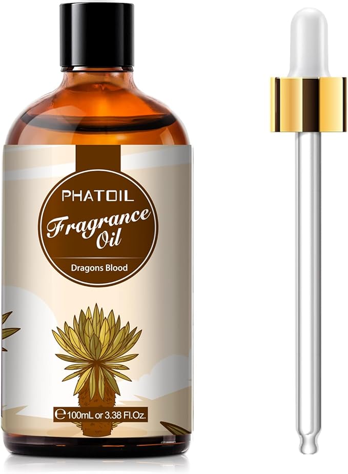 PHATOIL 3.38FL.OZ Dragons Blood Fragrance Oils for Aromatherapy, Essential Oils for Diffusers for Home, Perfect for Diffuser, DIY Candle and Soap Making, DIY Scented Products - 100ml | Long Lasting Scented Oils For Humidifier, Air Freshener, DIY Soap C...