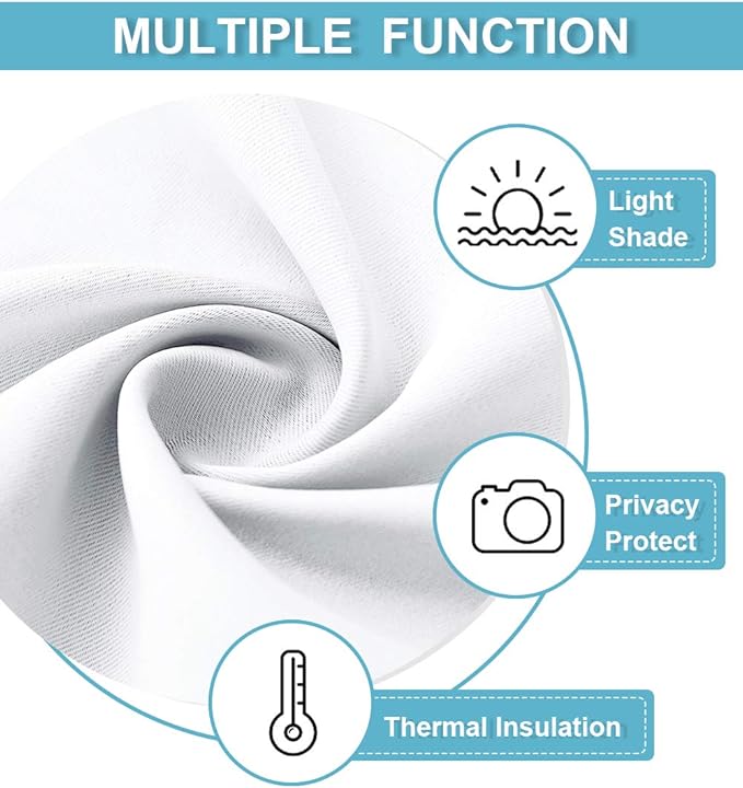 RYB HOME Blackout Curtains 80 inches Long Thermal Insulating Large Window Curtains for Living Room Sliding Glass Door Dining Home Office Backdrop, Pure White, W 42 x L 80 per Panel, 2 Panels