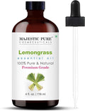 Majestic Pure Lemongrass Essential Oil for Diffuser - 4 Fl Oz | 100% Pure & Natural Essentials Oils for aromatherapy, massage blends and DIY home fragrance projects, Massage and room sprays