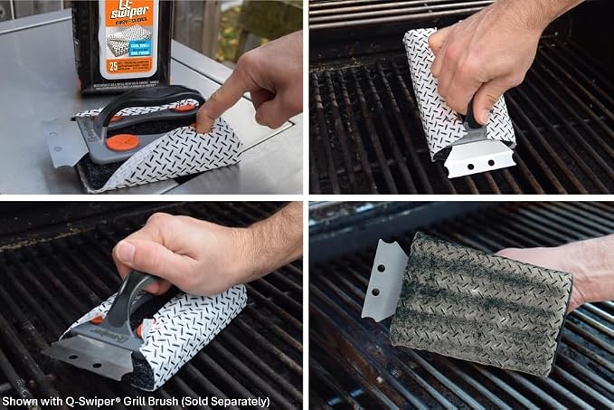 Proud Grill Q-Swiper Easy-Clean Moist, Tough BBQ Grill Cleaning Wipes, 40ct | Bristle-Free BBQ Cleaner, Heavy-Duty Thick Degreaser Wipes, Grease & Grime Remover for Outdoor Barbecue Grills, Disposable