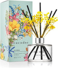 COCODOR Flower Reed Diffuser Set / 6.7oz / Lemon Eucalyptus/Scent Diffuser with Sticks Home Fragrance Reed Diffuser for Bathroom Shelf Decor