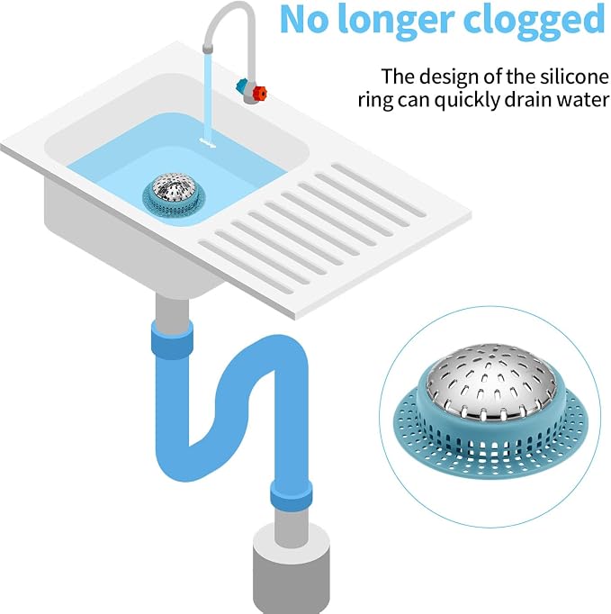 Aluvor Bathtub Drain Hair Catcher Shower Drain Cover Sink Drain Protector | Bathroom Sink & Bathtub Drain Strainer for Pop-Up & Regular Drains, sky blue
