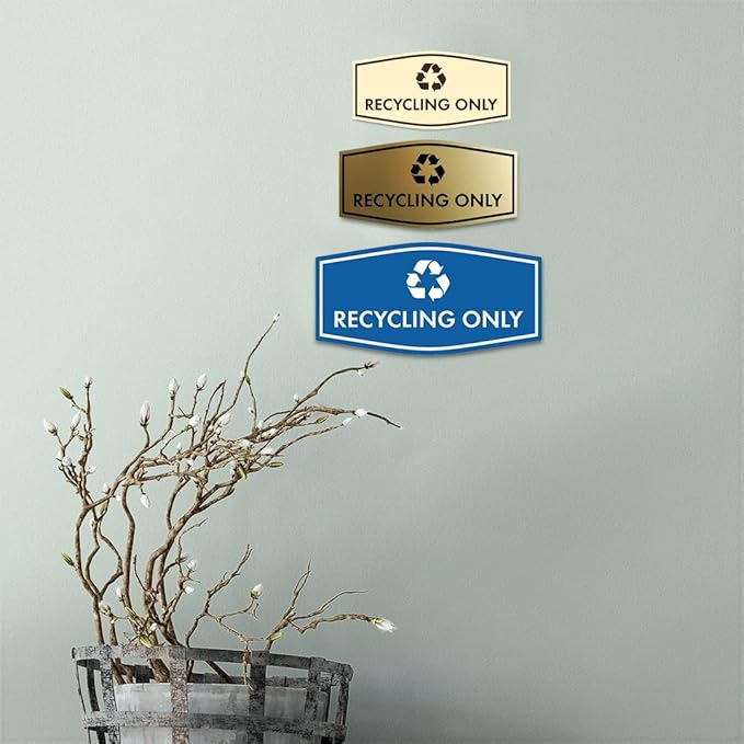 Fancy Recycling Only Sign (Black Gold) - Large