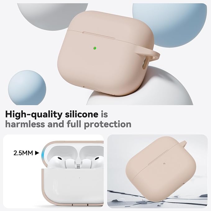 Ljusmicker for AirPods Pro 3 Case 2025 with Cleaner Kit,Milk Tea | Soft Silicone Protective Cover for Apple AirPod Pro 3rd Generation Case with Keychain for Women Men,Shockproof
