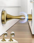 Door Stoppers Magnetic Door Catch - 2 Pack Stainless Steel Heavy Duty Door Stops for Bottom of Door, Wall & Floor Mounting No-Drill Strong Adhesive & Screws, Strong Door Holder to Keep Door Open,Gold