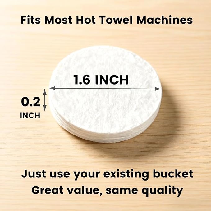 60 Pcs Compressed Towels - Refills for Most Hot Towel Dispenser | Makeup Removal & Warm Compress Towels|100% Rayon/Soft/Biodegradable/Reusable|for Home, Travel, Camping, Hiking Spa, Salon