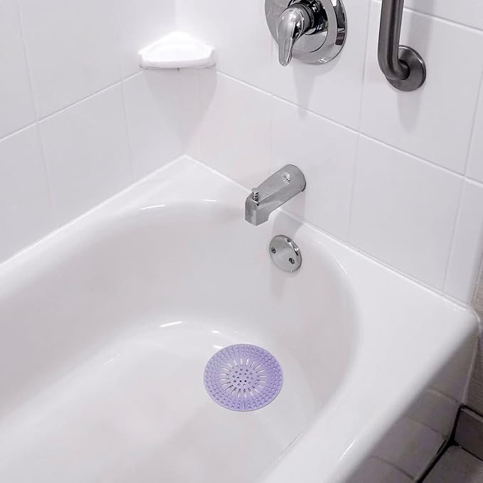 Gotega 5 Pack Bathroom Sink Drain Strainers, Hair Catcher for Shower | Shower drain covers protector, flexible TPR material, light-colored, hair trap garbage disposal parts, easy to clean