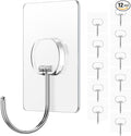 Large Adhesive Hooks for Hanging Heavy Duty Wall Hooks Self Adhesive Towel Coat Hooks Waterproof Transparent Hook for Bathroom Shower Kitchen Keys Door Outdoor Home Improvement Utility Hook 12 Pack