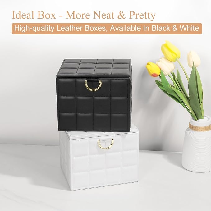 Disposable Face Towel Holder Box XL for Clean Skin Club Organizers | White PU Leather Face Towels Container, Reusable Organizer for Clean Skin Towel Makeup Wipe Holder Counter Bathroom Storage