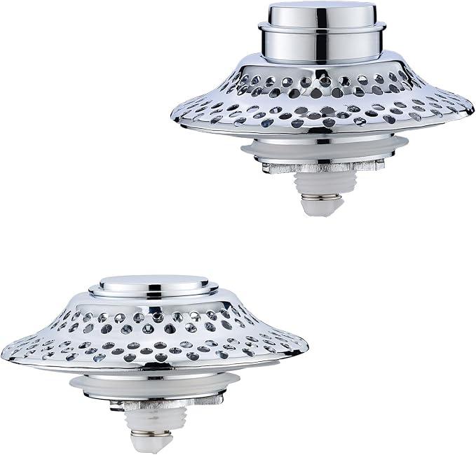 2 Pack Bathtub Drain Stopper with Removable Hair Catcher, 3-in-1 Pop-up Drain Plug Fits 1.38 to 1.8 Inch Holes, Upgrade Shower Drain Cover with Stainless Steel Filter
