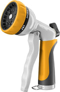 RESTMO Garden Hose Nozzle, Heavy Duty Metal Water Hose Nozzle with 7 Adjustable Spray Patterns, High Pressure Hand Sprayer with Flow Control, Best for Watering Plant & Lawn, Washing Car & Pet, Yellow