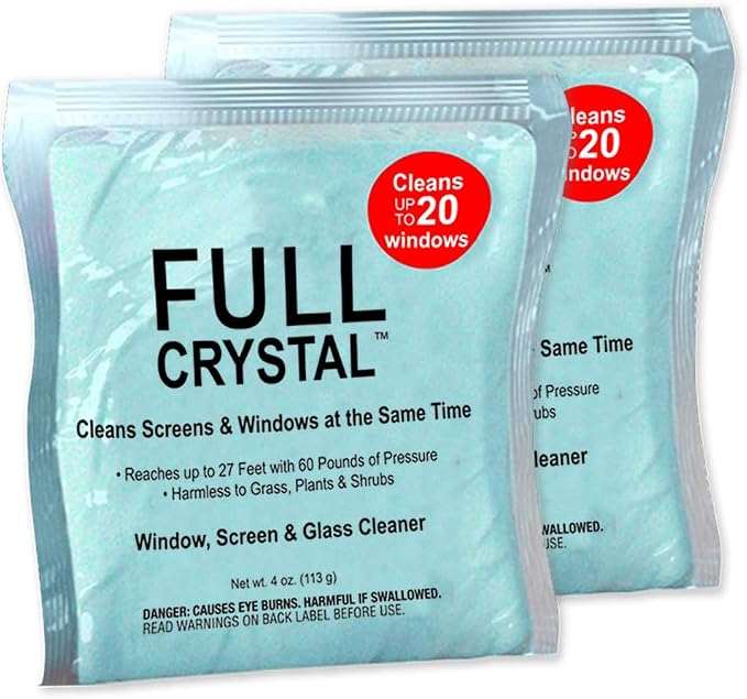 Full Crystal Window Cleaner Refill, 2 x 4oz Powder, Cleans Up to 40 Windows