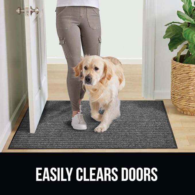 GORILLA GRIP Traffic Guard Door Mat, 2 Pack, Heavy Duty Waterproof Doormat, Commercial Office Space Welcome Mats, Stain and Fade Resistant, Low Profile, Strong Rubber Backing, 35x23, Light Gray