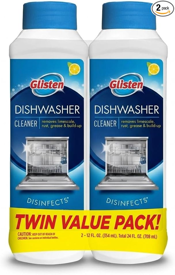 Summit Brands DM03N-SS Glisten Dishwasher Magic Machine Cleaner and Disinfectant, 12 Fl Oz Bottle, 2-Pack , White