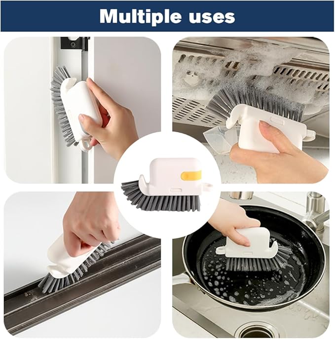 3-in-1 Window Cleaning Brush, 2025 New Magic Window Groove Cleaning Brush Set - Hand-Held Track Cleaner Tool for Sliding Doors, Window Sills, Tile Grout, Shutters, Deep Scrub Brush for Home (Grey)
