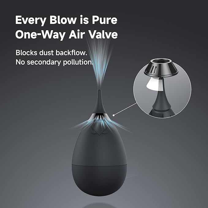 VSGO Camera Air Blower for Lens and Sensor Cleaning, Blue | One-Way Air Valve; Tumbler Base Keeps Nozzle Raised; Soft Silicone Body; Easy-Squeeze Design; Pocket-Friendly