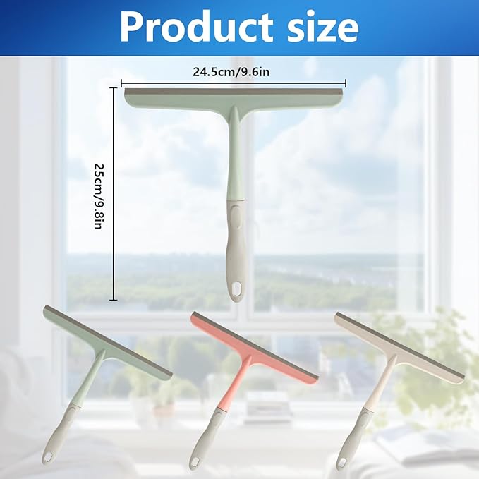 3 Pcs Shower Squeegee for Glass Doors, Car Window Squeegee | Window Cleaning Squeegee Glass Shower Door for Car Window Wiper Mirror Windshield, Reusable, Easy to Clean, With 3 Hooks