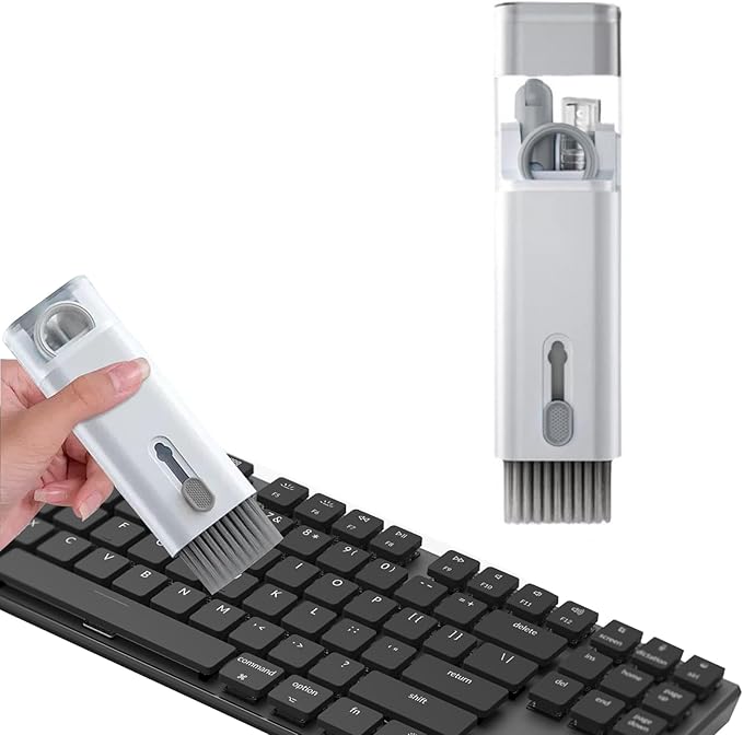 7 in 1 Laptop Cleaning Kit Keyboard Cleaner,Computer Screen Cleaning Brush Tool,Computer Tools Kit Corner Gap Duster Keycap Puller(Color:Grey)