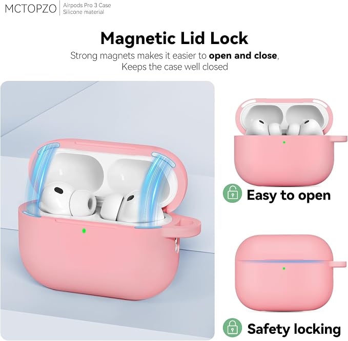 for AirPods Pro 3 Case 2025,Come with Cleaner Kit,Magnetic Purple | Silicone Protective Cover for Airpod Pro 3rd Generation Case with Keychain,for Women Men,One-Piece Design,Shockproof,Magnetic