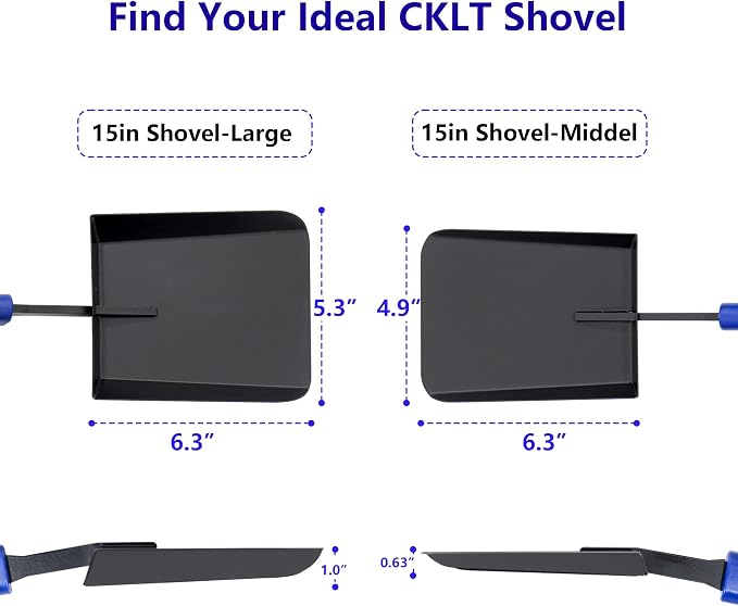 15in Fireplace Ash Shovel Wider Head Manganese Steel | Gardening Shovel for Yard with Rubber Handle and Hanging Ring for Outdoor Fire Pit Indoor Fireplace Solo Stove Woodstove