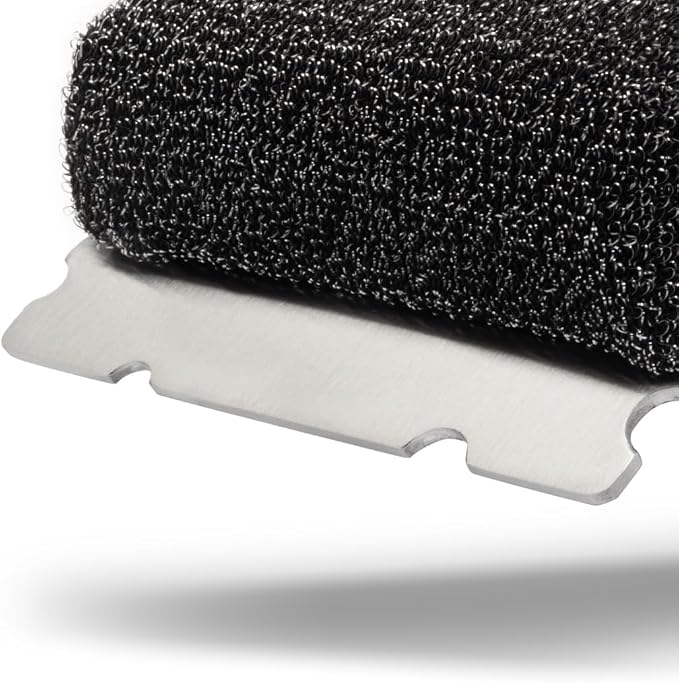 Bristle Free Grill Brush Cleaner and Scraper for Barbecue, Replaceable Head | Bristle-Free Grill Brush with Replaceable Head & Acacia Wood Handle. Heavy-Duty Scraper, No-Scratch BBQ Grate Cleaning.