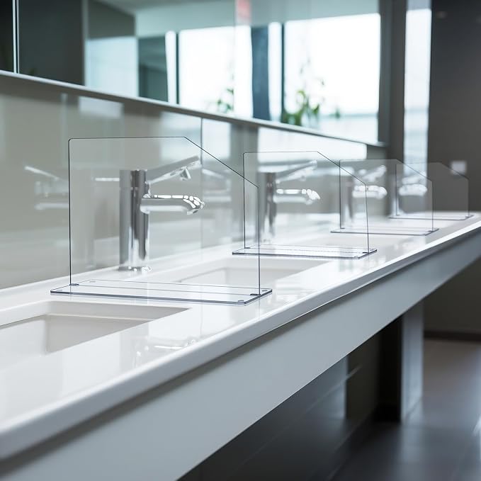 Vesici 2 Pcs Clear Acrylic Sink Splash Guard Freestanding Panel Barrier with Easy Reach Cutaway Kitchen Guard Protective Splatter Barrier for Home Hospital(19" Length, 14" Height, 4.5" Base)
