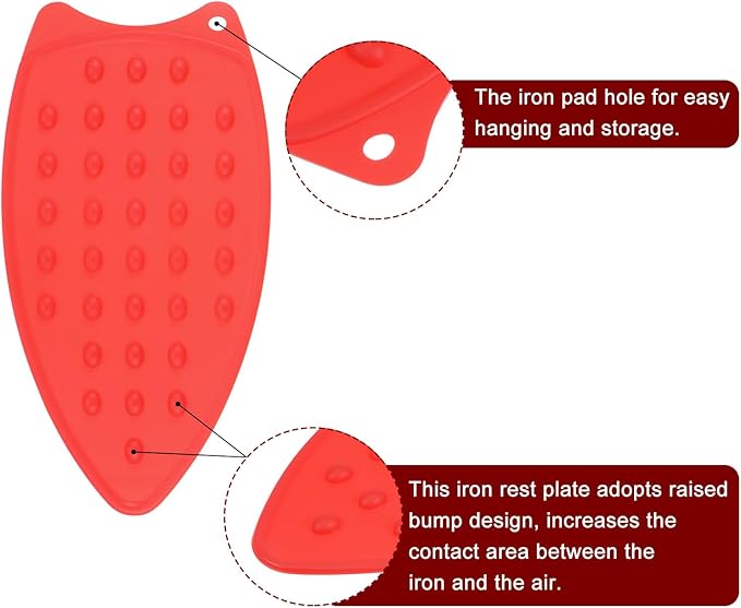 HARFINGTON 2pcs Silicone Iron Rest Pad, Multipurpose Iron Hot Resistant Mat Iron Rest Plate for Ironing Board Hot Heat Resistant Steam Compact Mat, Red/Yellow