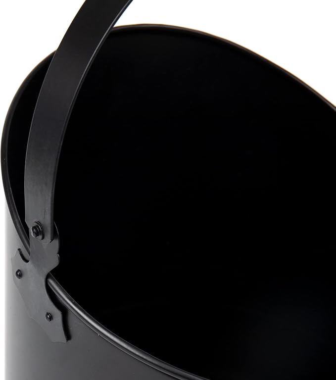 Mind Reader Fireplace Ash Bucket, 6L (1.5 gal) Capacity, Wood Stove, Fireplace Accessories, Metal, 9"L x 9"W x 10.5"H, Black