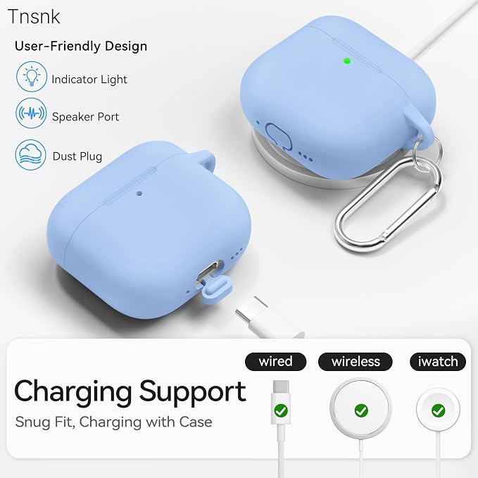 for AirPods 4 Case with Magnetic Cover, TNSNK Silicone AirPod 4 Case Cover Compatible with Apple Airpods 4th Gen 2024, Shockproof Protective Cases for Women Girly with Cleaner Kit and Keychain