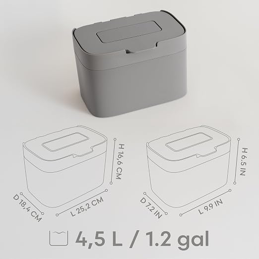 KAZAI. Compost Bin Kitchen 'Elin' | 1.2 GAL / 4.5L Countertop Compost Bin with Lid & Carbon Filter | Odor-Free, Dishwasher Safe, with Inner Bucket | Small Indoor Kitchen Composter | Stone-Gray