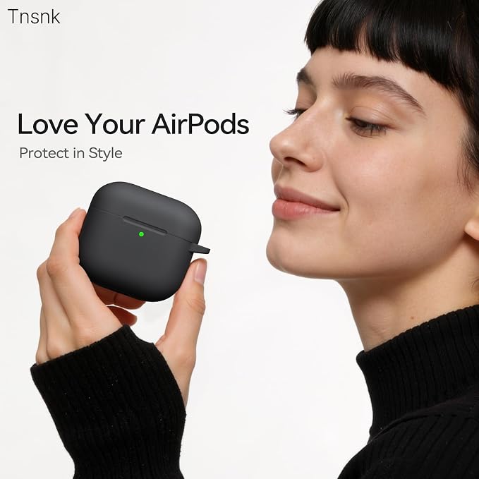 for AirPods 4 Case, TNSNK Silicone AirPod 4 Case Cover Compatible with Apple Airpods 4th Gen, Shockproof Protective Cases for Women Girly with Cleaner Kit and Keychain, Front LED Visible